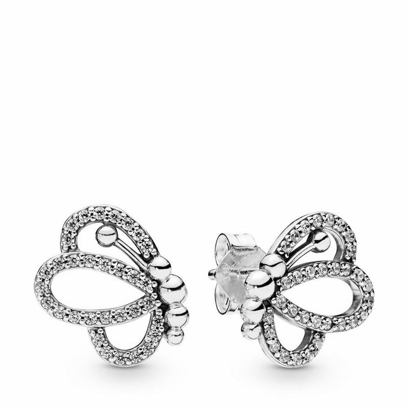 Pandora Australia Butterfly Outlines Stud Earrings - Sterling Silver | XIDMLW153